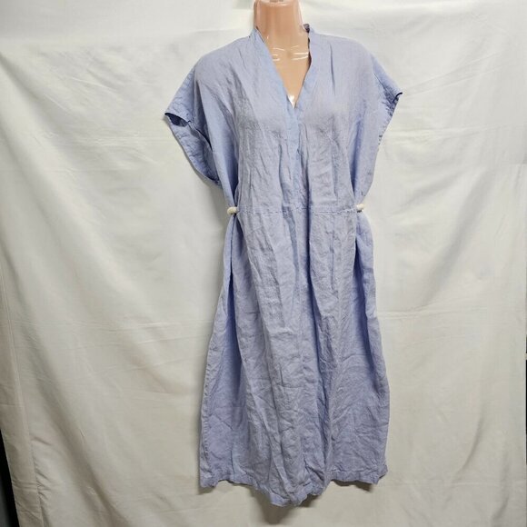 Vakko Mare Turkish Caftan Dress Women Size S Blue Linen - Picture 13 of 14